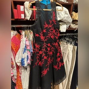 Sachin & Babi Noir Black & Red Tea Length Dress